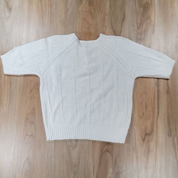 🔺️Vintage Yarn Works White Short Sleeve Sweater Large - Picture 2 of 9